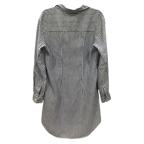 Frank & Eileen Mary Classic Linen Shirtdress In Navy Blue Stripe Size XS - Picture 5 of 10